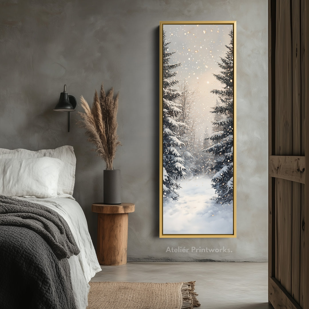 Winter Landscape Long Narrow Vertical Wall Art Large Canvas Wall Decor - V0135