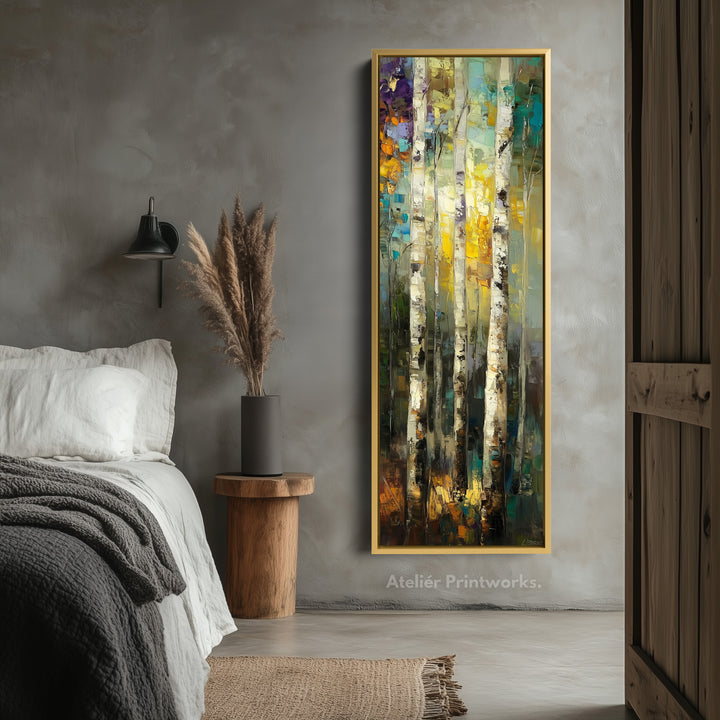 Birch Tree Long Narrow Vertical Wall Art Large Canvas Wall Decor - V0138