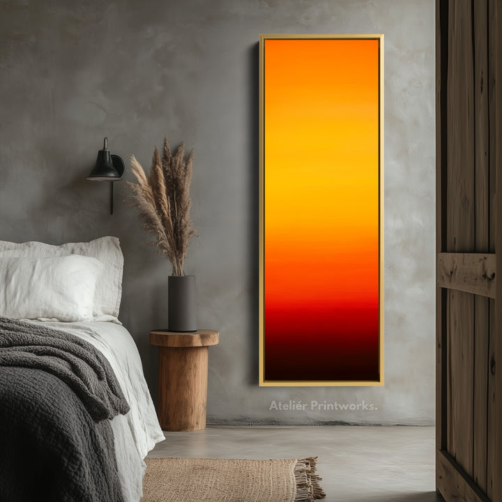 Minimalist Orange Living Room Decor Vertical Wall Art - Tall Long Narrow Vertical - V0145