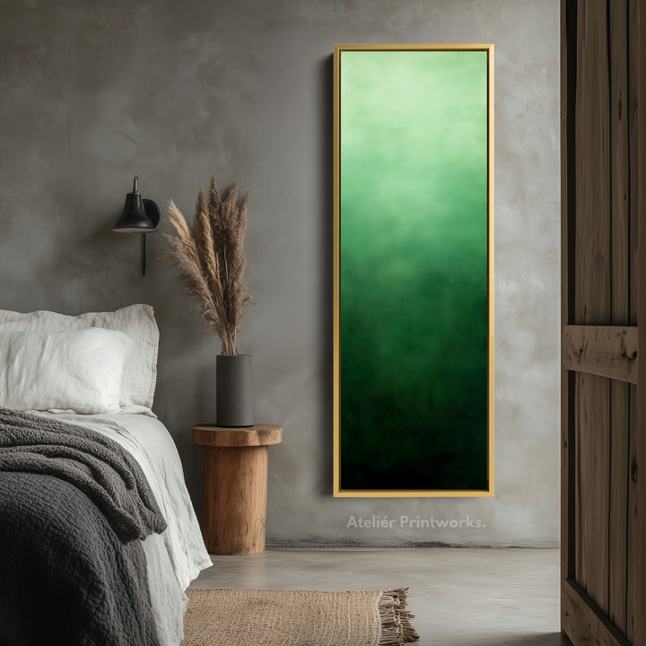 Minimalist Green Living Room Decor Vertical Wall Art - Tall Long Narrow Vertical - V0149