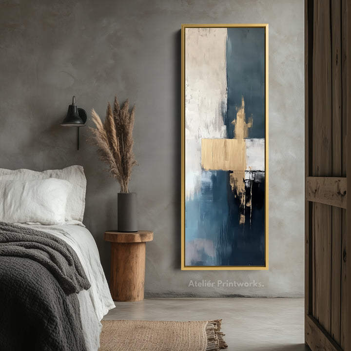 Minimalist Abstract Gold Long Vertical Wall Art - V0174