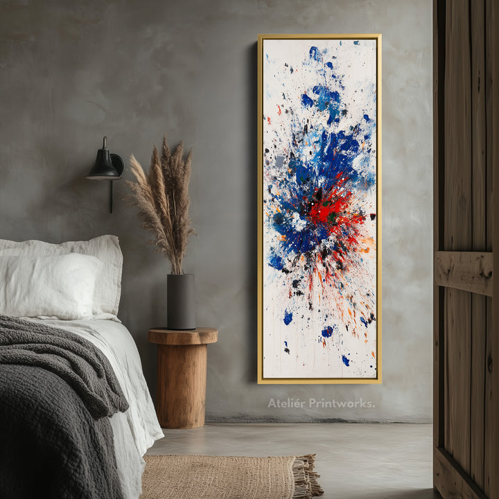 Abstract Colour Tall Vertical Large Framed Canvas - V0179