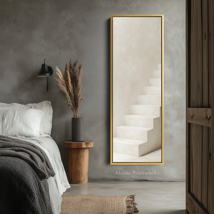 Minimalist Steps Long Tall Vertical Framed Canvas Wall Art - V0181
