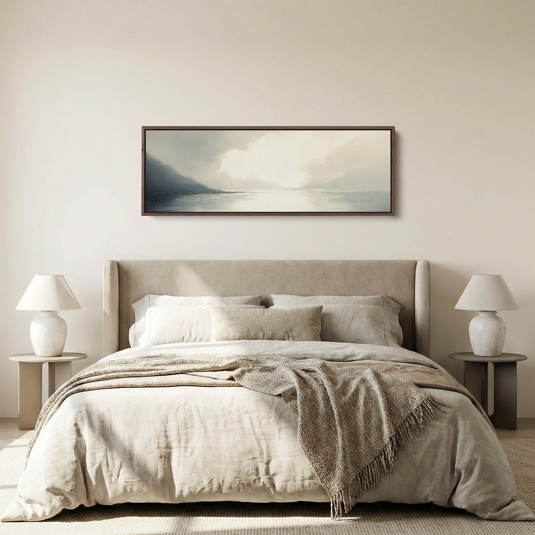 Nebliger See Lange Schmale Abstrakte Horizontale Wandkunst