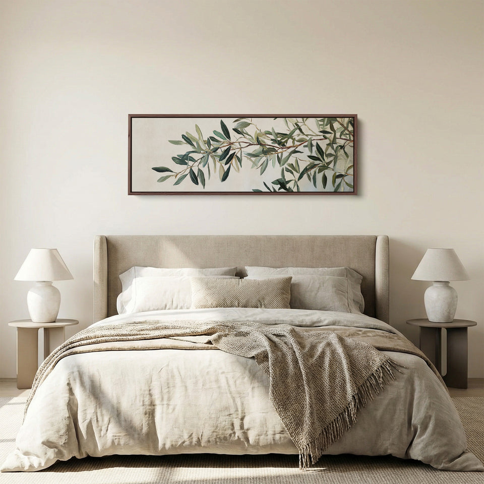 Narrow Wall Decor Olive Branch Long Canvas For Kitchen