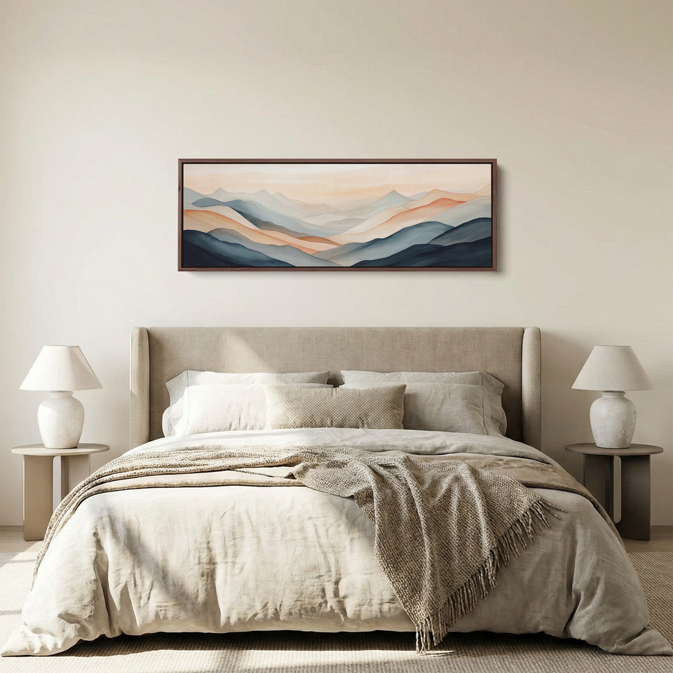 Panoramic Wall Art Layered Hills Wide Canvas For Living Room