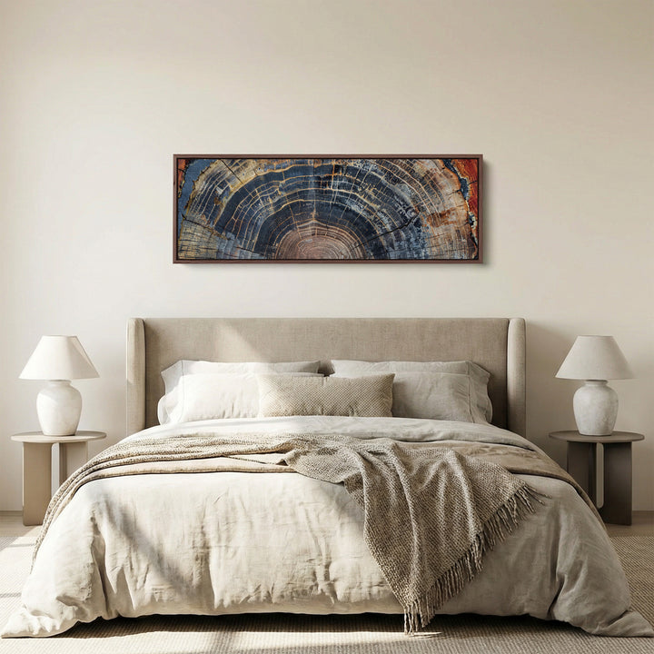 Wide Wall Art Tree Ring Cross Section Long Canvas For Office