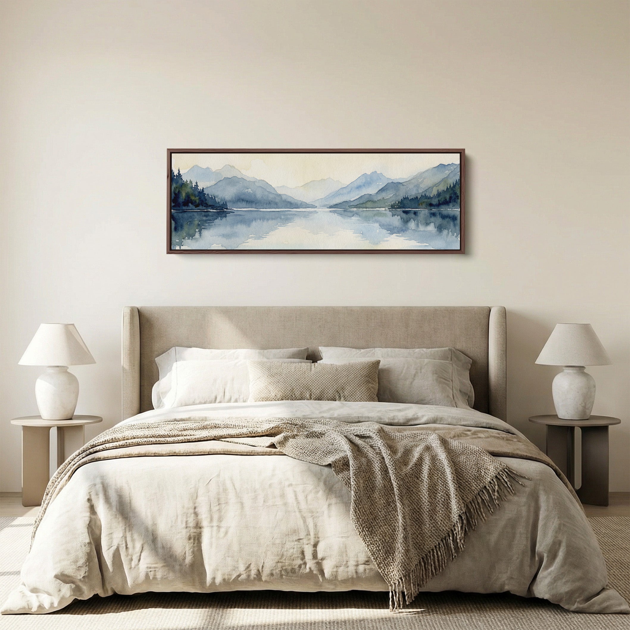 ヤヨマウンテンビュー Panoramic Wall Art Misty Mountain Lake Long Canvas For – Atelier