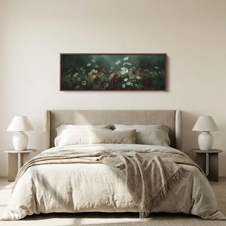Wide Wall Art Deep Forest Floral Field Long Canvas For Hallway