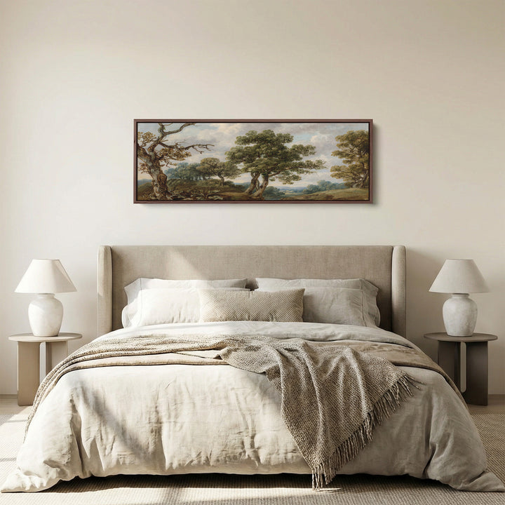 Panoramic Wall Art Classical Countryside Trees Long Canvas For Living Room