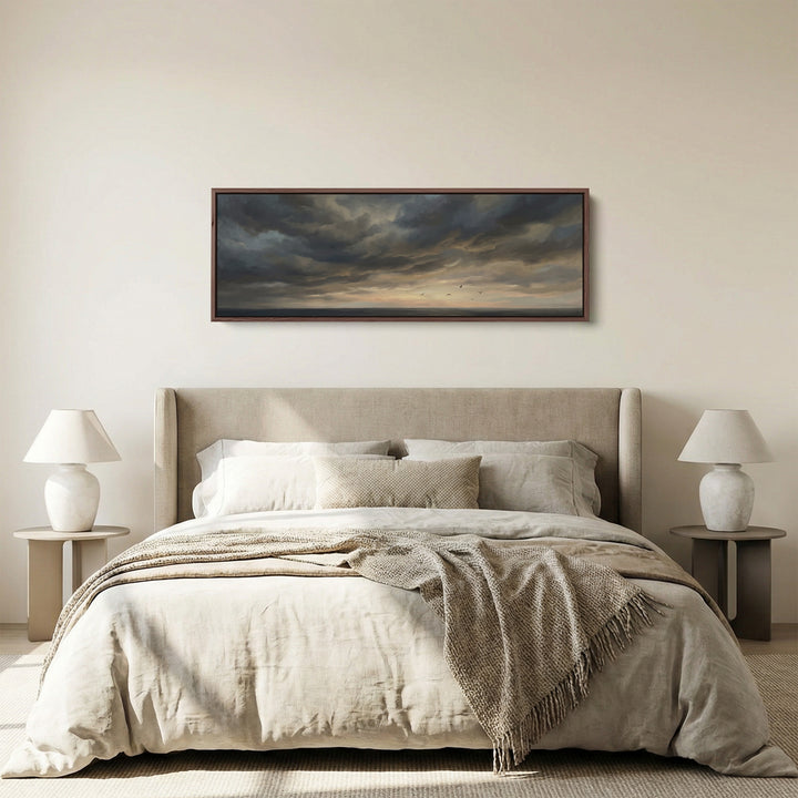 Horizontal Wall Art Seagulls Over Stormy Sea Extra Wide Canvas Hallway