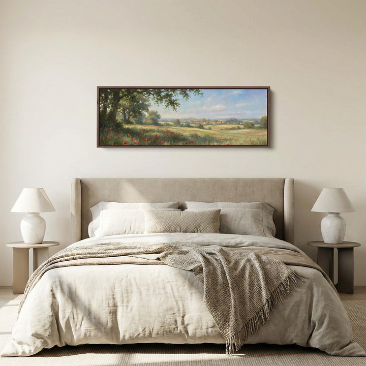 Countryside With Red Poppies Bedroom Wall Art Horizontal Canvas Print Living Room