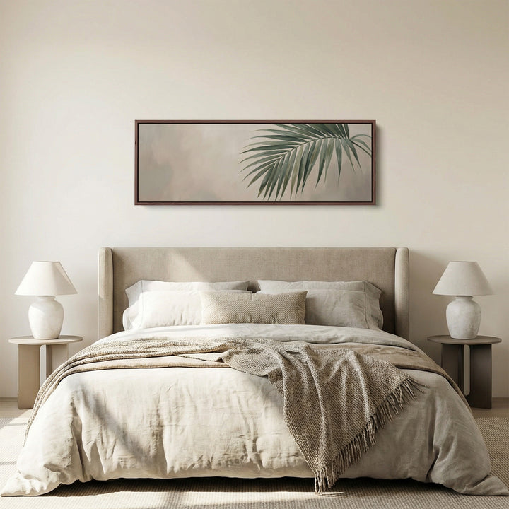 Palm Leaf On Neutral Background Wide Canvas Oversized Wall Decor Bedroom