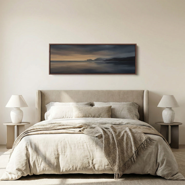 Coastal Mountains At Sunset Long Wall Art Panoramic Canvas Living Room