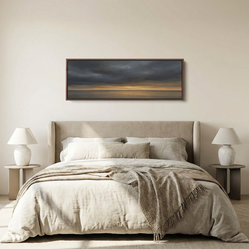 Wide Canvas Dramatic Sunset Over Sea Statement Wall Decor Office
