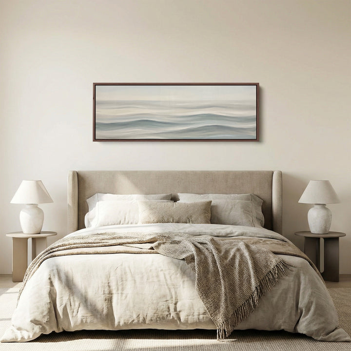 Minimal Rolling Waves Above Soft Wall Art Extra Wide Canvas Bedroom