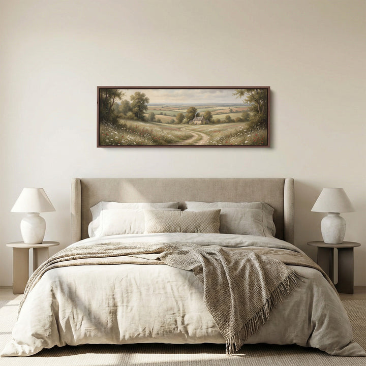 Cottage In Rolling Countryside Horizontal Wall Art Oversized Decor Living Room