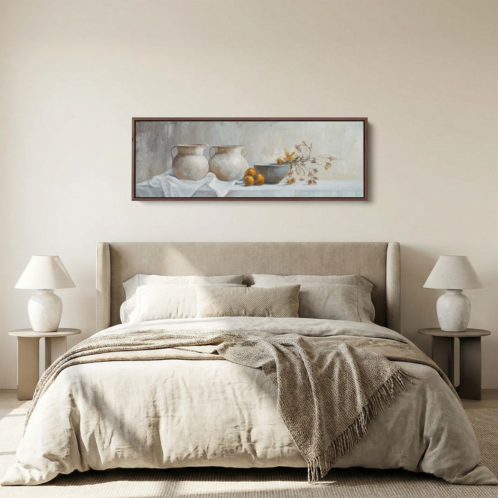 Landscape Wall Art Rustic Still Life Pottery For Kitchen Neutral Decor
