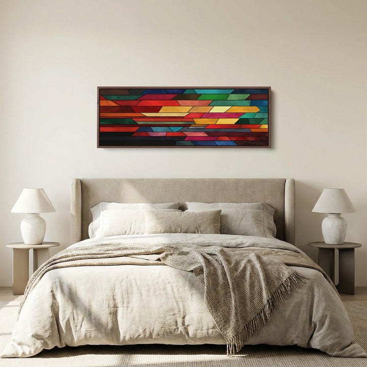 Panoramic Wall Art Colourful Geometric Pattern For Office Modern Abstract Design