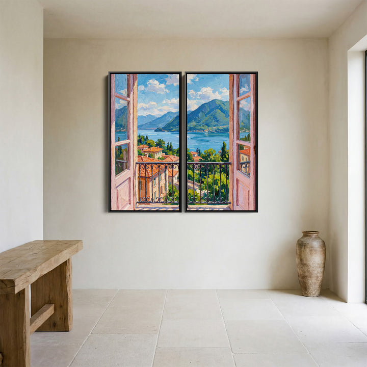 Balcony Lake View 2 Piece Wall Art Set for Office