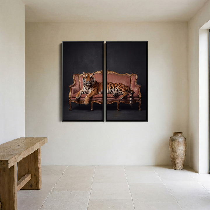 Tiger Lounge Large Diptych Wall Art Living Room Animal Portrait