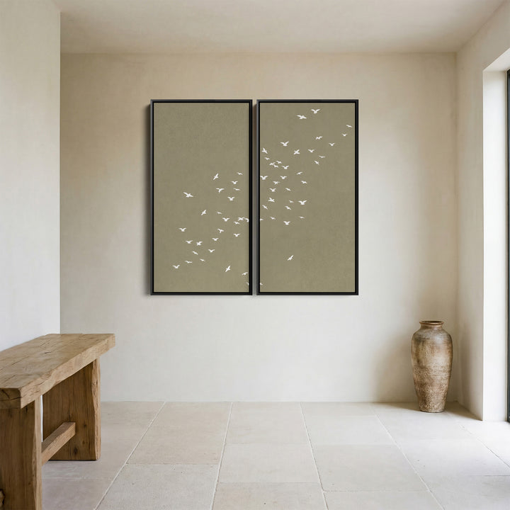Minimal Birds Extra Large Wall Art Set Hallway Flying Silhouettes