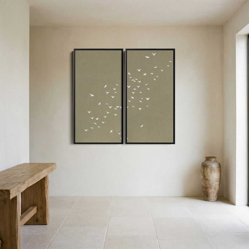 Minimal Birds Extra Large Wall Art Set Hallway Flying Silhouettes