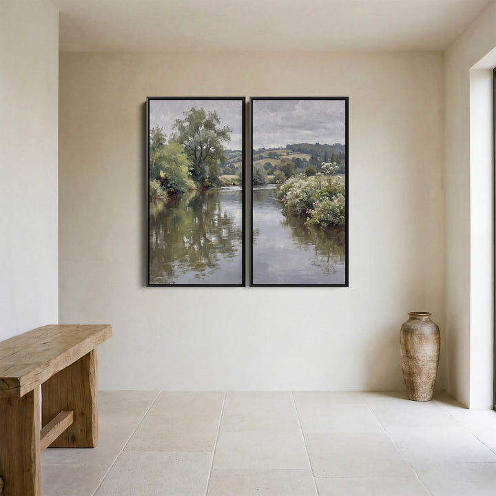 Peaceful River Large Scale Wall Art Set Office Countryside Landscape