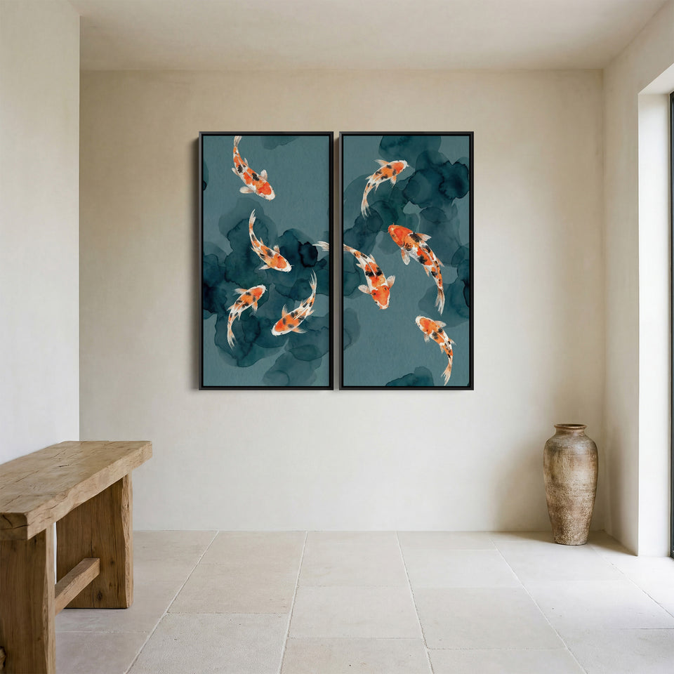 School Of Koi Extra Large Wall Art Set Hallway