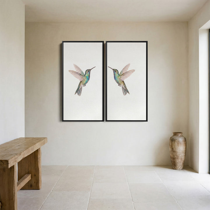 Set Of 2 Wall Art Hummingbirds Bedroom Bird Pair