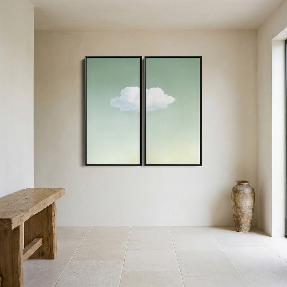 Single Cloud Large Diptych Wall Art Bedroom Minimal Sky
