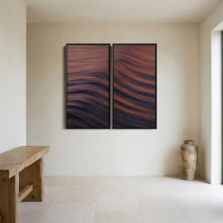 Warm Rolling Ocean Wave Set Of 3 Wall Art For Dining Room