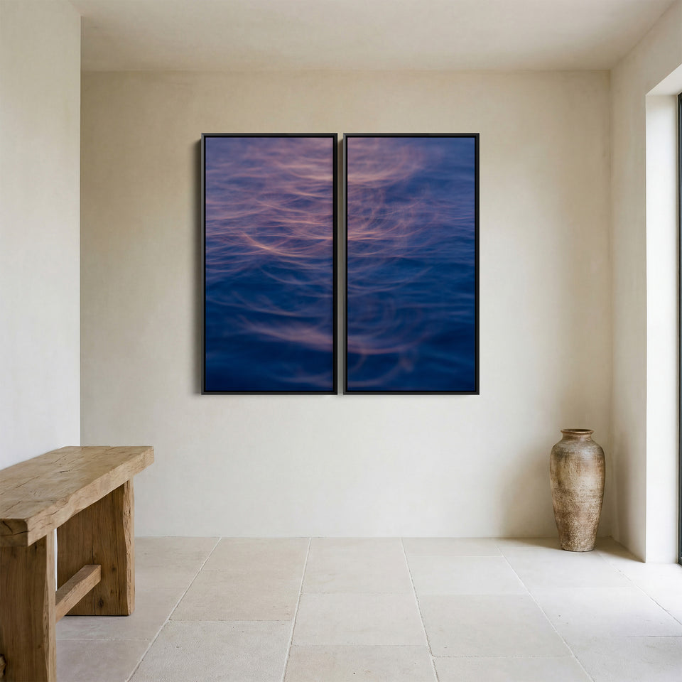 Soft Abstract Water Reflections Vertical Triptych Wall Art For Office
