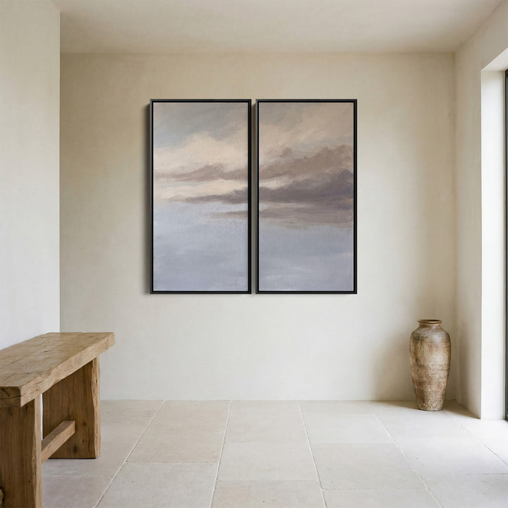 Soft Cloudy Sky Diptych Wall Art For A Calm Bedroom