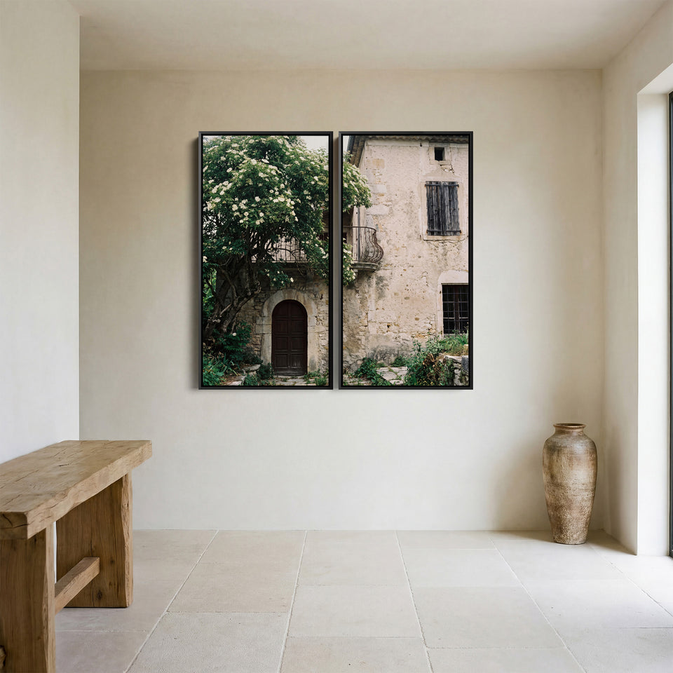 Rustic Stone House Oversized Diptych Wall Art For Hallway