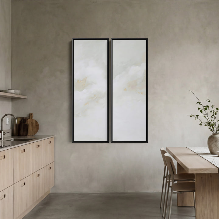 Oversized Diptych Wall Art Soft Abstract Clouds Bedroom