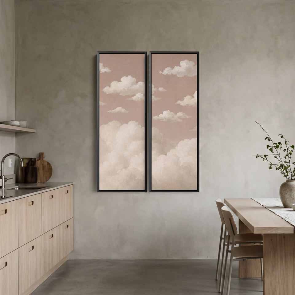 Set Of 2 Wall Art Floating Clouds Living Room