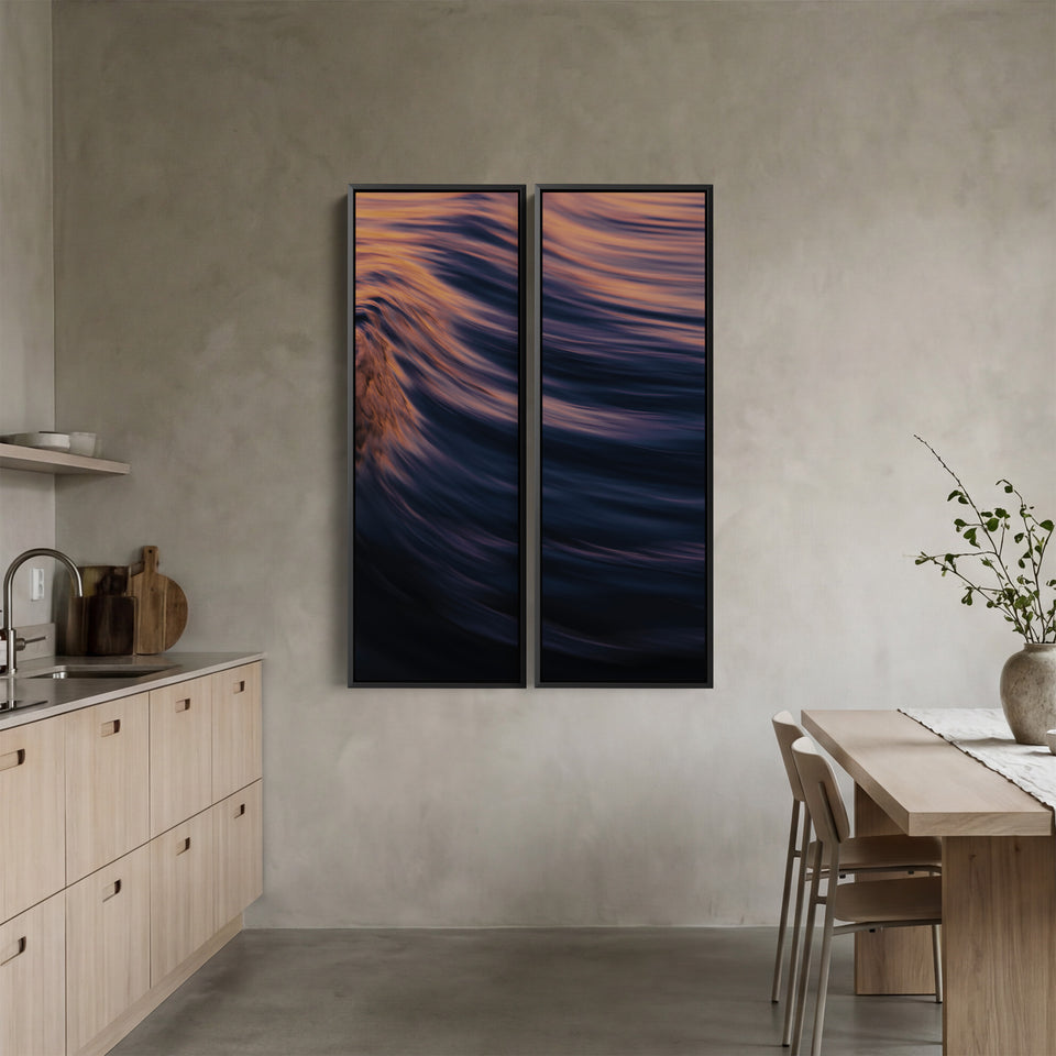 Warm Curling Ocean Wave Oversized Triptych Wall Art For Bedroom
