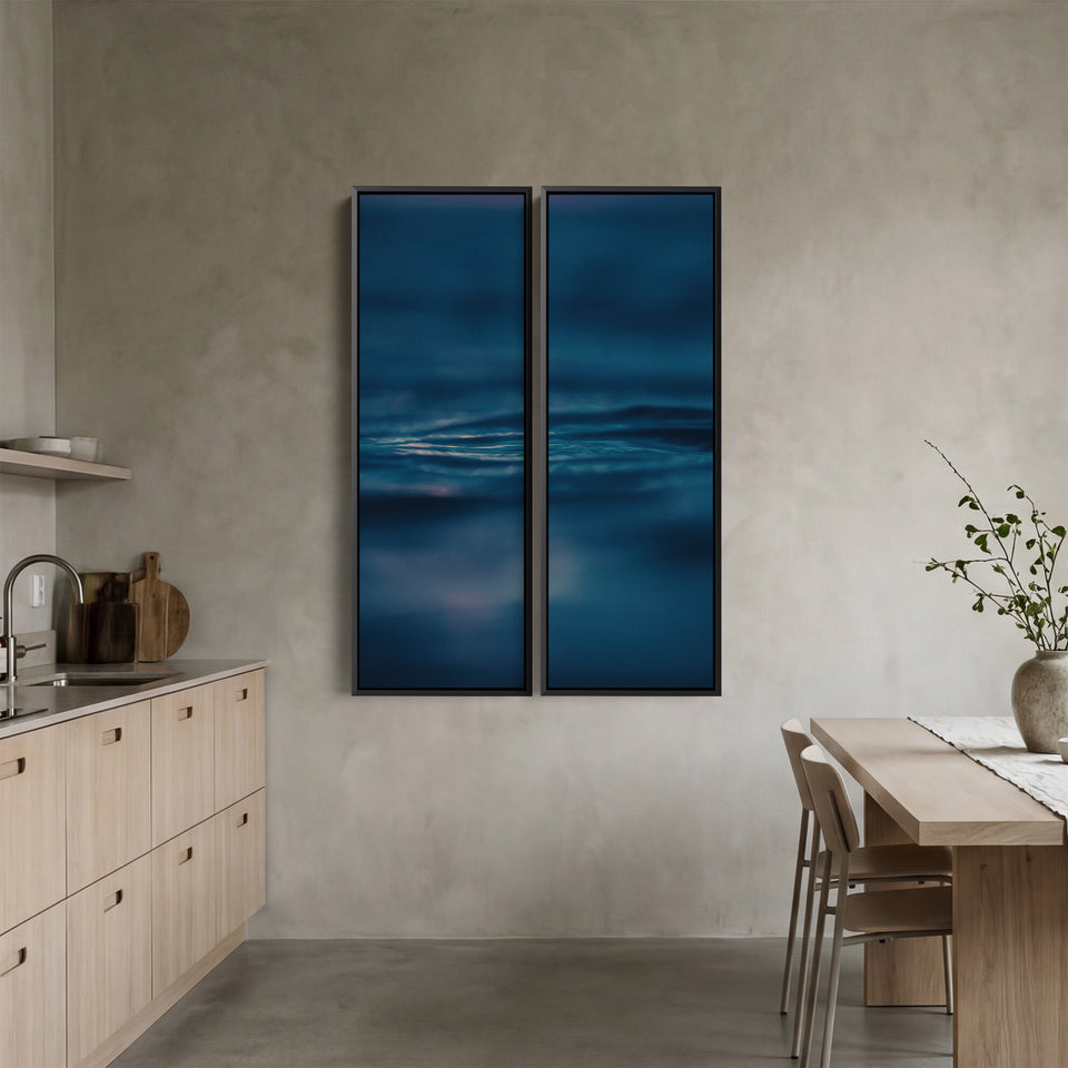 Calm Sea Surface 3 Piece Wall Art Set For Office In Deep Blue
