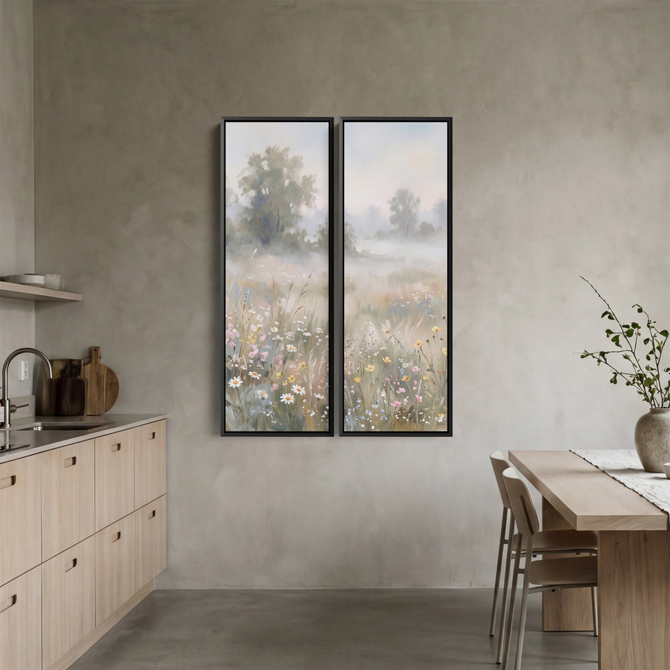 Set Of 2 Wall Art Daisies In A Fog Filled Field Office White Petals