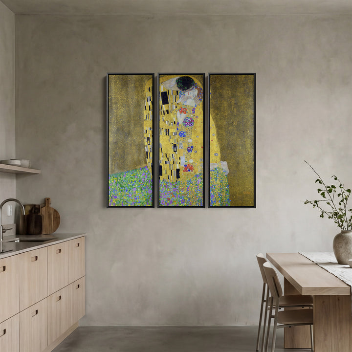 Triptych Wall Art Gustav Klimt The Kiss Set Of 3 For Living Room or Bedroom