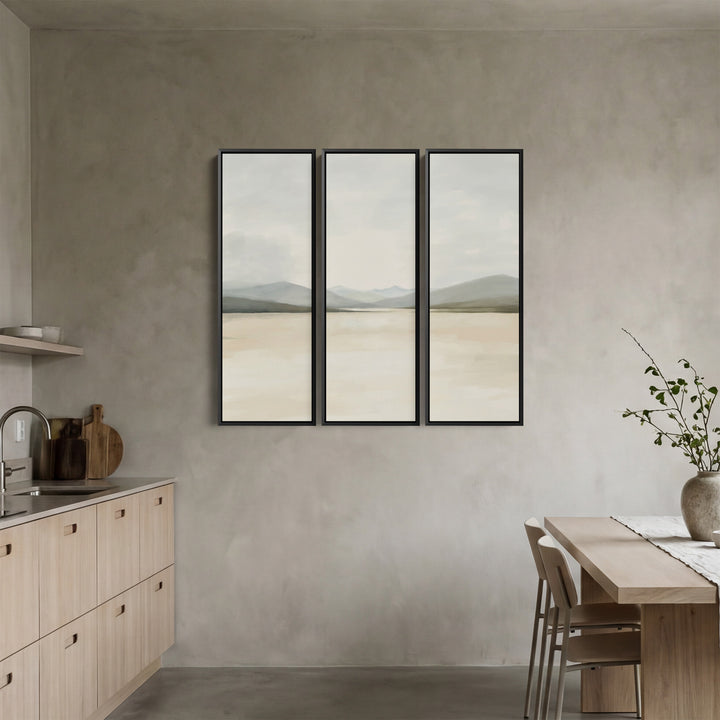 Soft Neutral Landscape Large Triptych Wall Art For Living Room