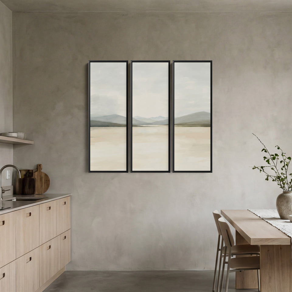 Soft Neutral Landscape Large Triptych Wall Art For Living Room