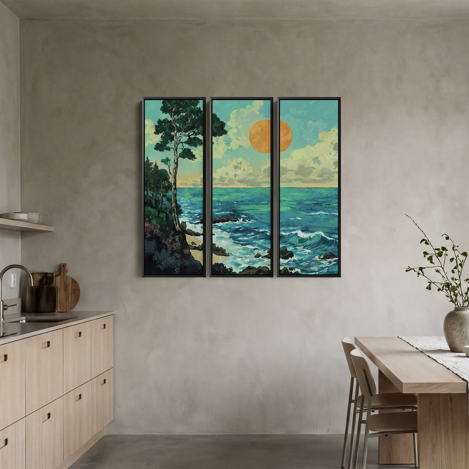 Coastal Ocean Cliff Extra Large Wall Art Set For Dining Room