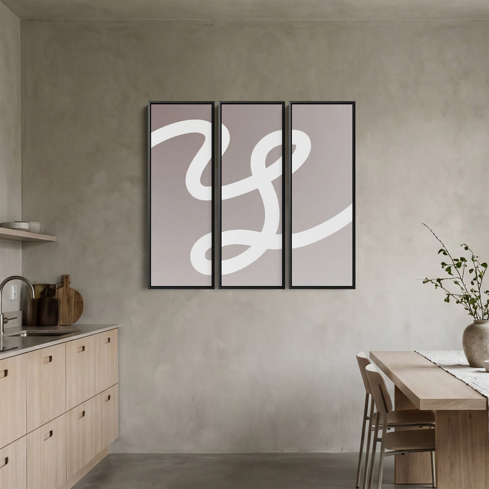 Minimalist Curved Line Large Scale Wall Art Set For Office