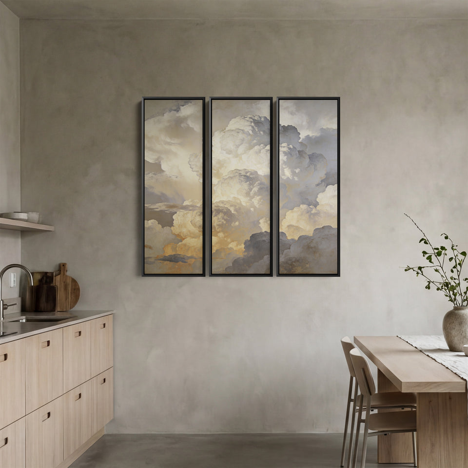 Dramatic Clouds 3 Piece Wall Art Set for Hallway