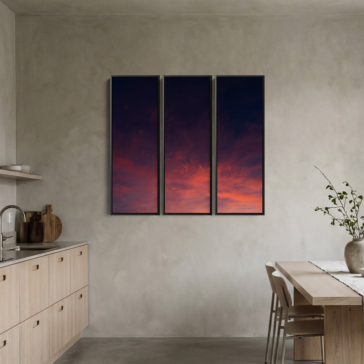 Dramatic Sunset Sky Oversized Canvas Wall Art Set For Dining Room