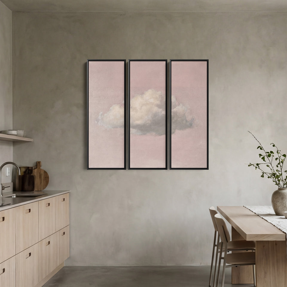 Pink Cloud Large Triptych Wall Art For Bedroom Walls