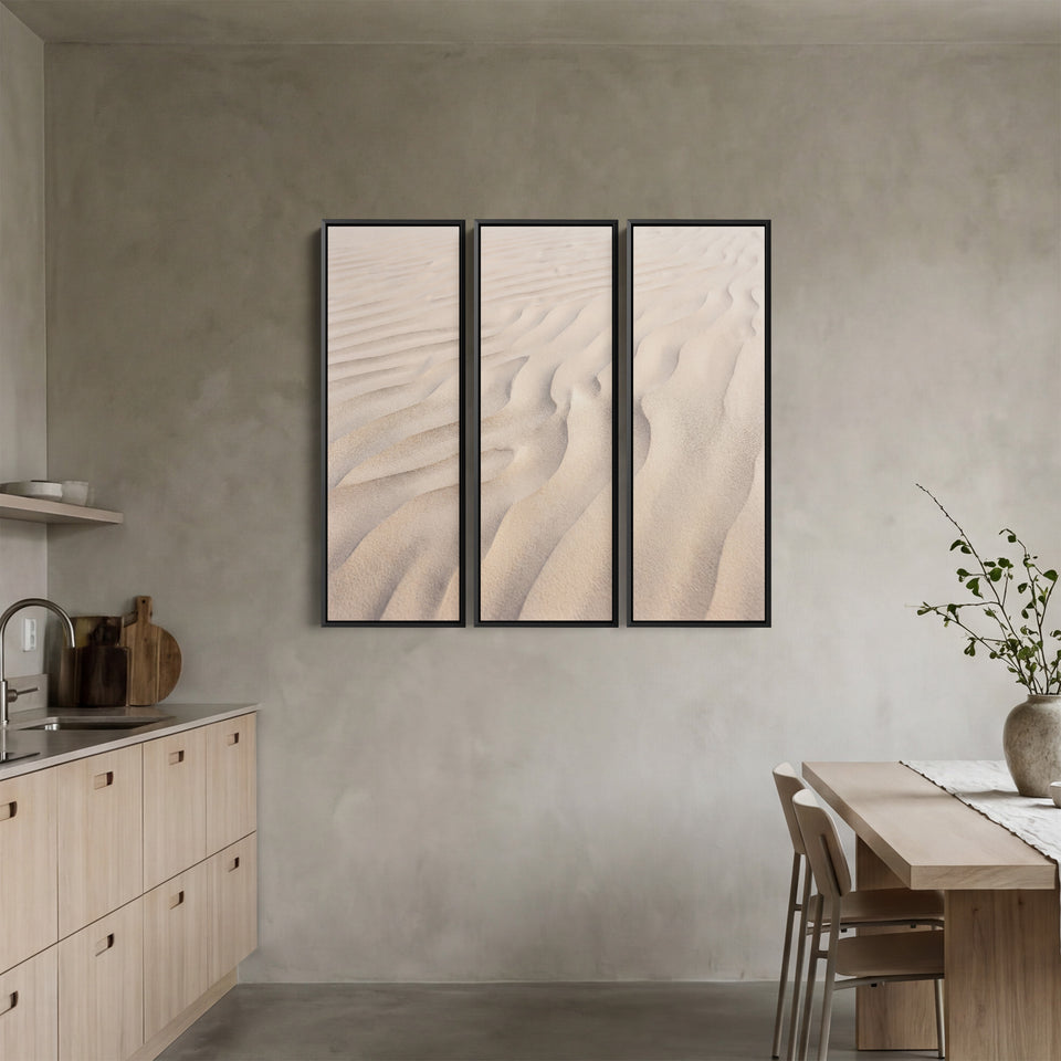 Wind Ripples Running Across White Sand 3 Piece Wall Art For A Bedroom