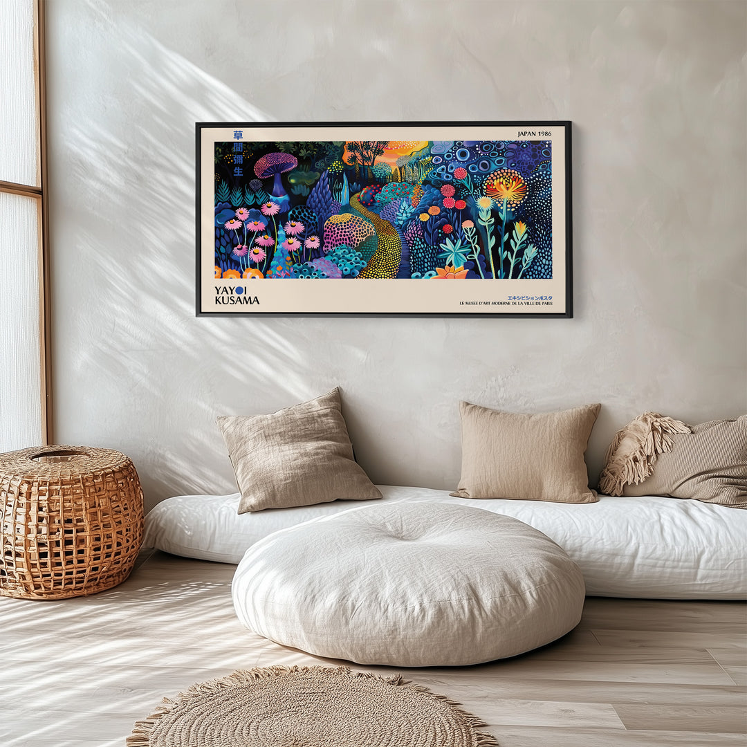 Yayoi Kusama Large Wall Art Night Garden With Dotted Path Extra Wide Canvas For Hallway